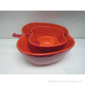 Fruit Bowl, Apple Shape Bowl, Serving Bowl, Set of 3 Bowl